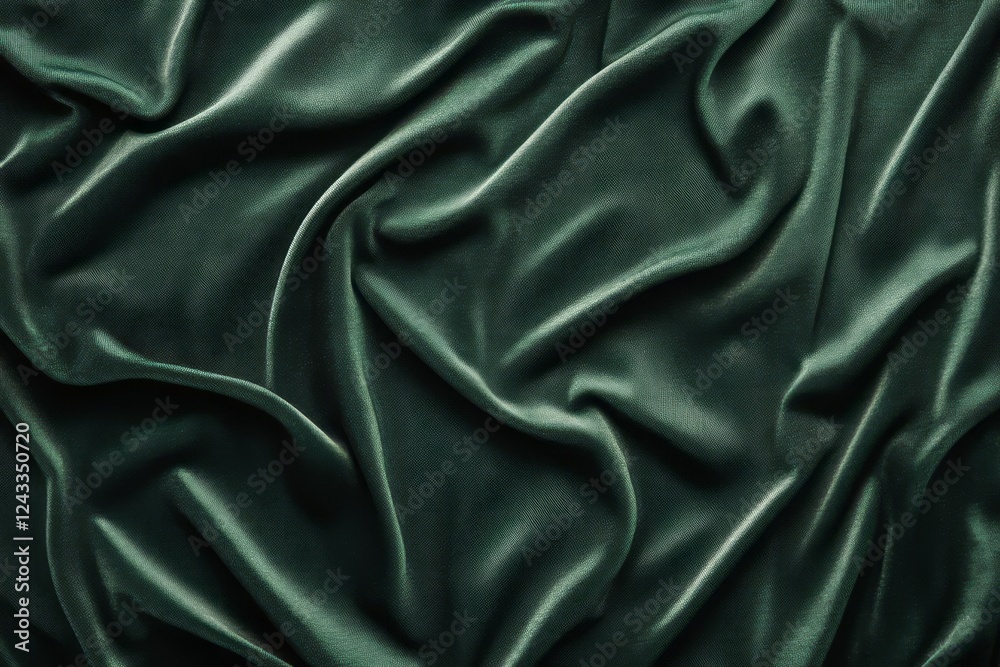 Fototapeta premium Draped Emerald Green Fabric Showing Texture and Flow