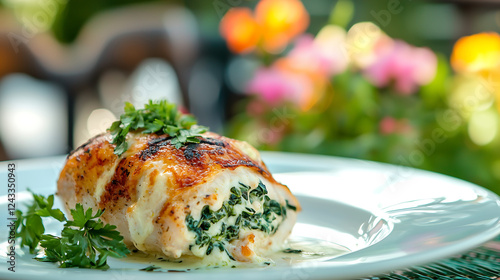 Grilled Chicken Stuffed with Spinach and Herbs photo