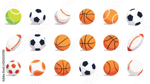 set of different sports balls vector illustration