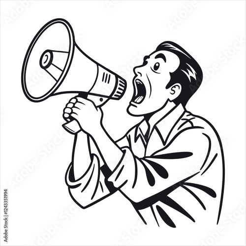A Men Advertising Megaphone vector illustration