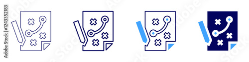 Social media analysis icon in 4 different styles. Thin Line, Line, Bold, and Bold Line. Duotone style. Editable stroke