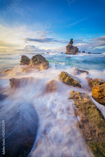 Fototapeta Naklejka Na Ścianę i Meble -  Sunrise in Buyutan Beach Pacitan East Java