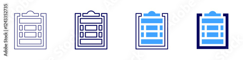 Social media plan icon in 4 different styles. Thin Line, Line, Bold, and Bold Line. Duotone style. Editable stroke