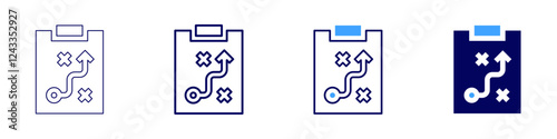 Social media ROI icon in 4 different styles. Thin Line, Line, Bold, and Bold Line. Duotone style. Editable stroke