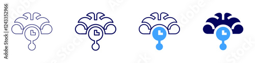 Social media segmentation icon in 4 different styles. Thin Line, Line, Bold, and Bold Line. Duotone style. Editable stroke