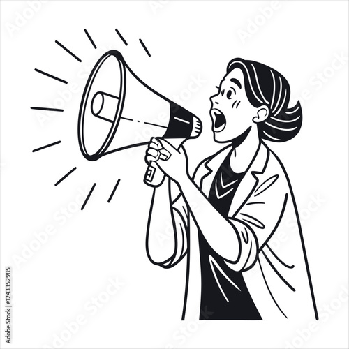 A  Women Advertising  Megaphone vector illustration