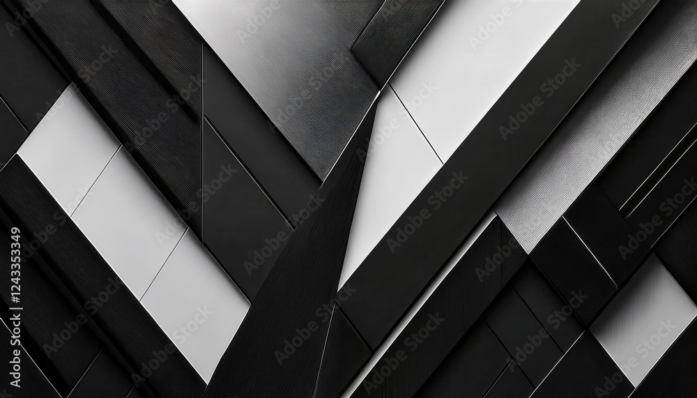 geometric abstract black and white panel design for modern wall art or background with layered 3d texture geometric abstract black and white panel design for modern wall art or background with layered 3d texture