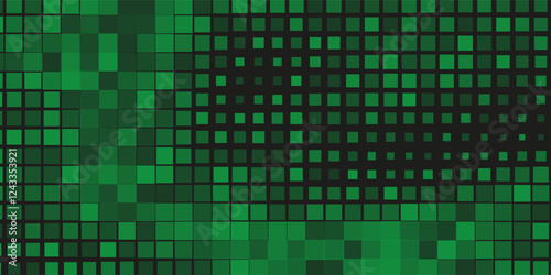 Pixel Disintegration Green and Black Background. Vector
