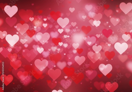 Wallpaper Mural Valentine's Day background, pink and red hearts, bokeh effect, soft focus, romantic atmosphere, dreamy lighting, love concept, glowing hearts Torontodigital.ca