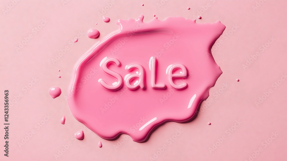 custom made wallpaper toronto digitalModern typography design featuring dripping, bubble-like letters spelling "SALE" in various shades of pink