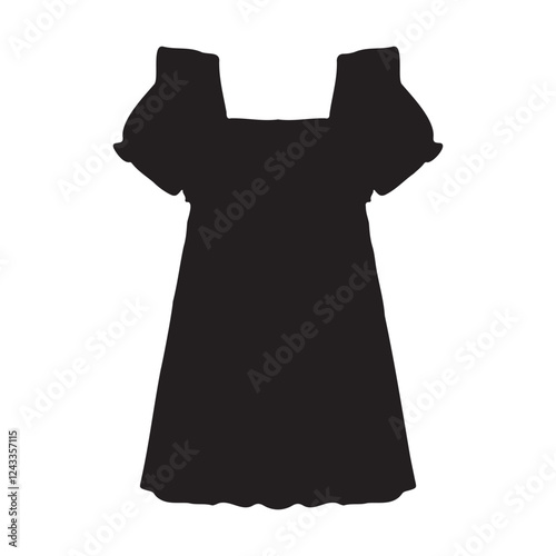 Girls' Embroidered Knit Dress Silhouette Vector Illustration