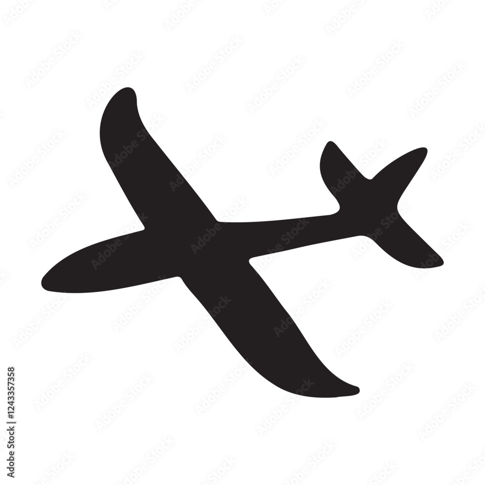 Fototapeta premium Glider Airplane For Kids Foam Toy Silhouette Vector Illustration