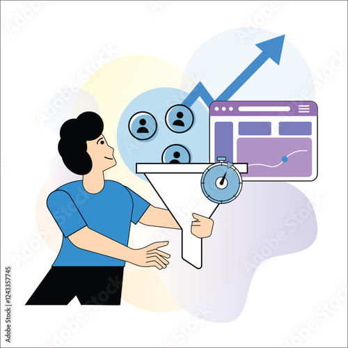 Conversion Rate Optimization & Lead Generation  Sales Growth, Marketing Analytics & Software Concept Vector Illustrations