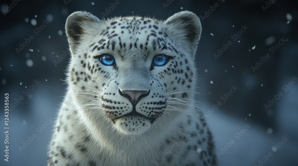 Fototapeta premium Snow Leopard Gazing, Winter Wonderland, Wildlife Print