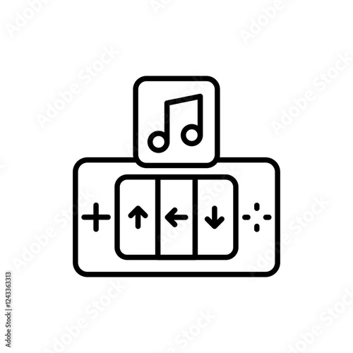 Rhythm game outline icons, minimalist vector illustration ,simple transparent graphic element .Isolated on white background