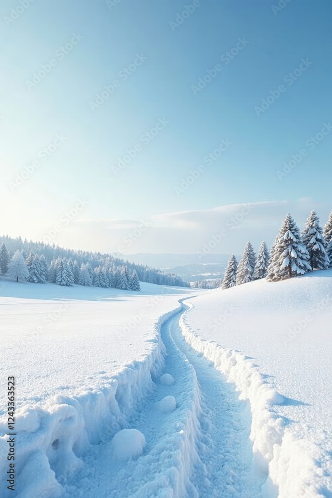 Snow-covered fields and trees in the distance, fields, solitary, quiet Snow-covered fields and trees in the distance, fields, solitary, quiet