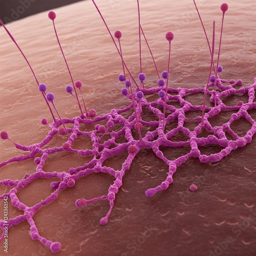 3D visualization of a fungal infection spreading through a biological surface. photo