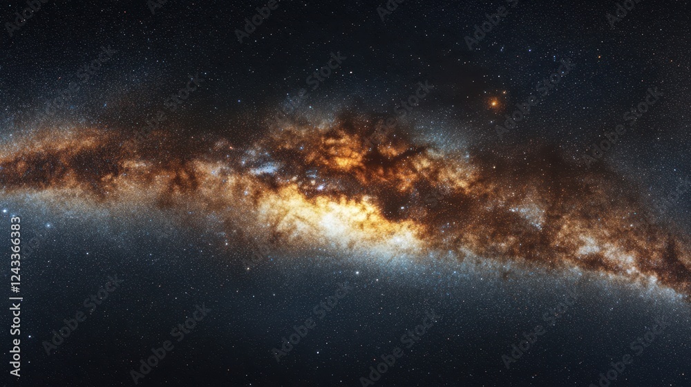 Fototapeta premium A breathtaking aerial view captures a vibrant galaxy adorned with a star-filled sky, showcasing the beauty of the universe and celestial wonders.