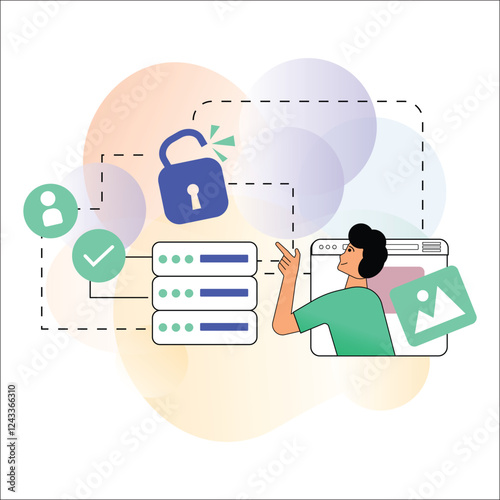 Data Protection & Cybersecurity – Privacy, Encryption, Secure Network Concept Vector Illustrations