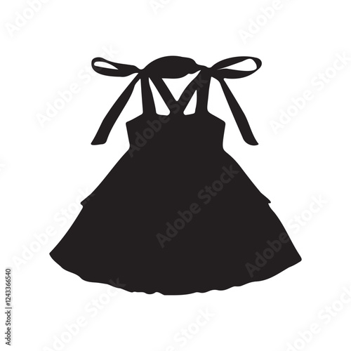 Kids Girl Spaghetti Strap Beach Sundress Silhouette Vector Illustration
