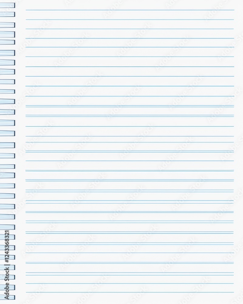 Blank spiral notebook, lined paper, close-up, white background, school supplies Blank spiral notebook, lined paper, close-up, white background, school supplies