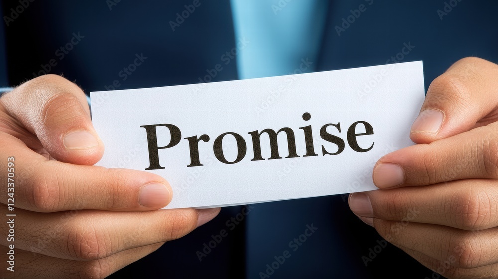 Hands Holding a Sign with the Word Promise in Bold Text Hands Holding a Sign with the Word Promise in Bold Text