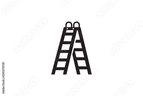 Stepladder vector silhouette isolated in white background