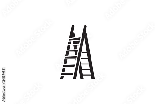 Stepladder vector silhouette isolated in white background