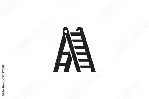 Stepladder vector silhouette isolated in white background