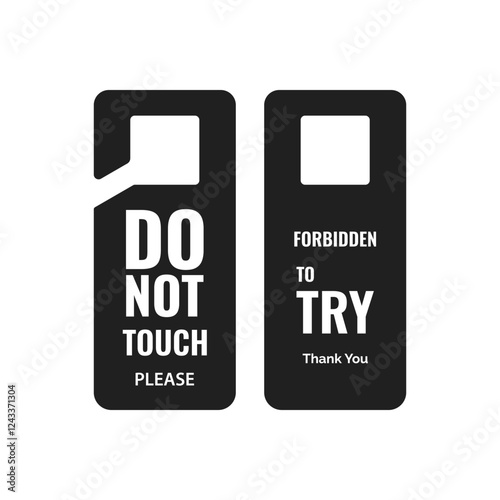 Do not touch hanger in black label vector