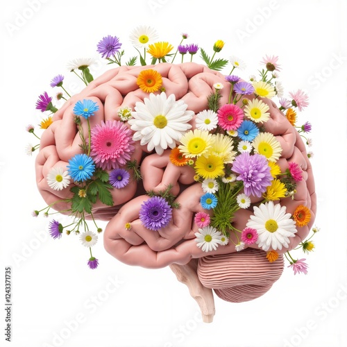 Gehirn geschmückt mit Blumen