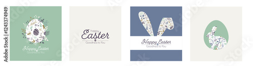 Happy Easter card set. Modern minimal design.