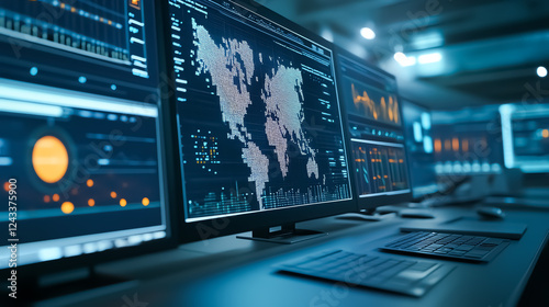 A hightech workstation displaying realtime solar energy data