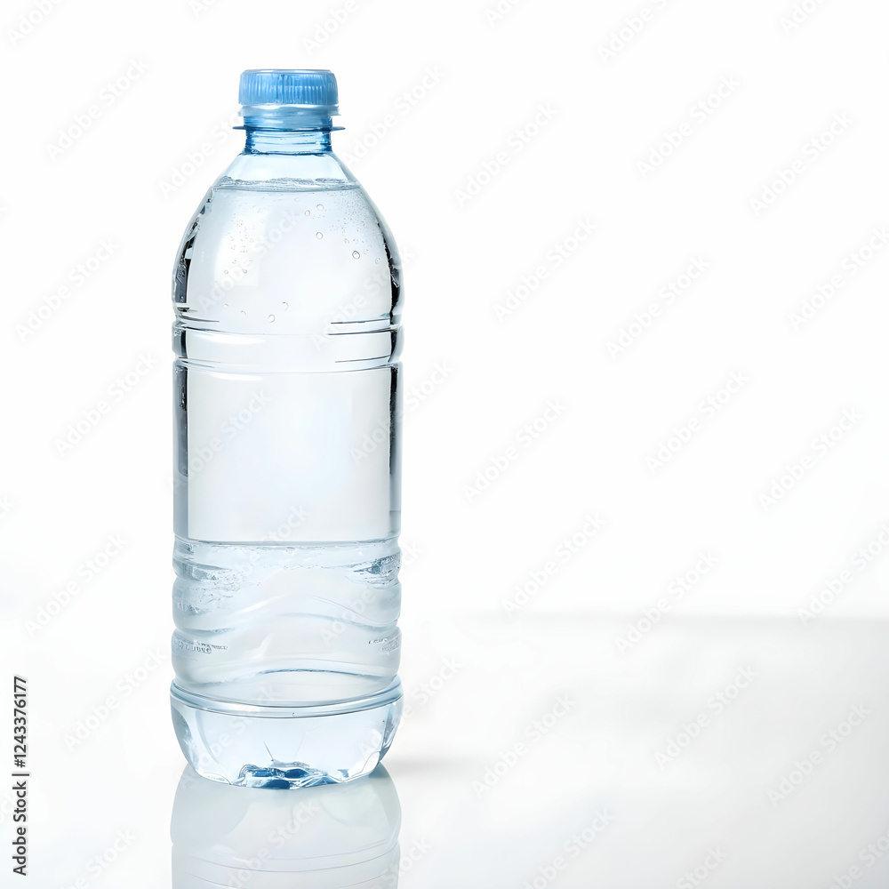 A clear bottle of pure water, showcasing the clean, refreshing liquid with pristine clarity. A clear bottle of pure water, showcasing the clean, refreshing liquid with pristine clarity.