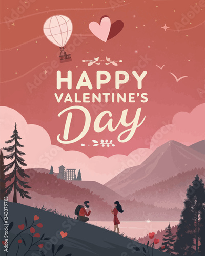 Happy Valentine's day greeting card, poster vector wallpaper design template