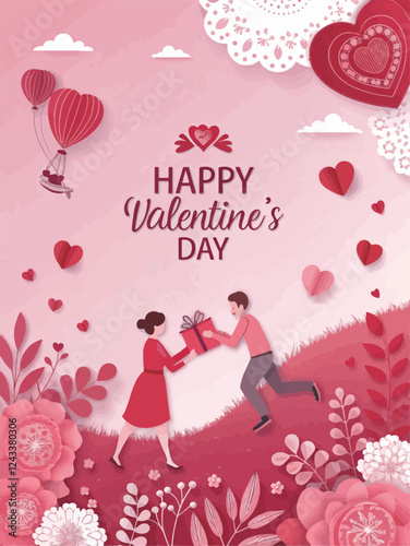 Happy Valentine's day greeting card, poster vector wallpaper design template