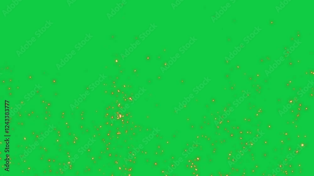 fire sparks isolated on green background animation, game and technology overlay social media motion design element	