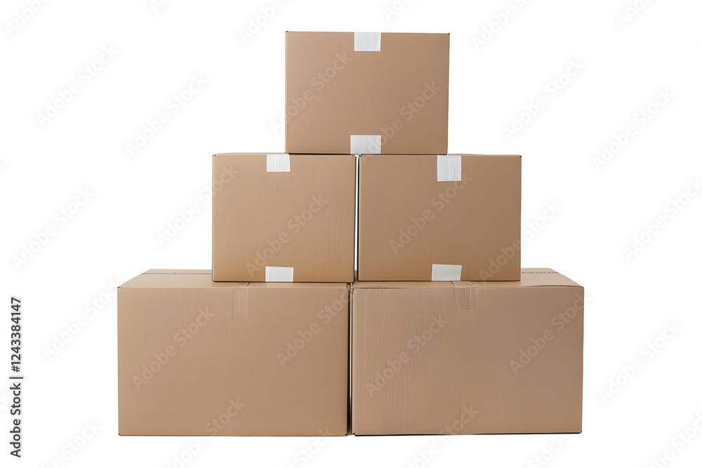 Cardboard Boxes Stacked In Pyramid Formation On White Background Cardboard Boxes Stacked In Pyramid Formation On White Background