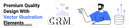 Professional showcasing of CRM integration, cloud technology, data storage, and user interaction for growth. Ideal for business, technology, marketing, CRM services, productivity data management