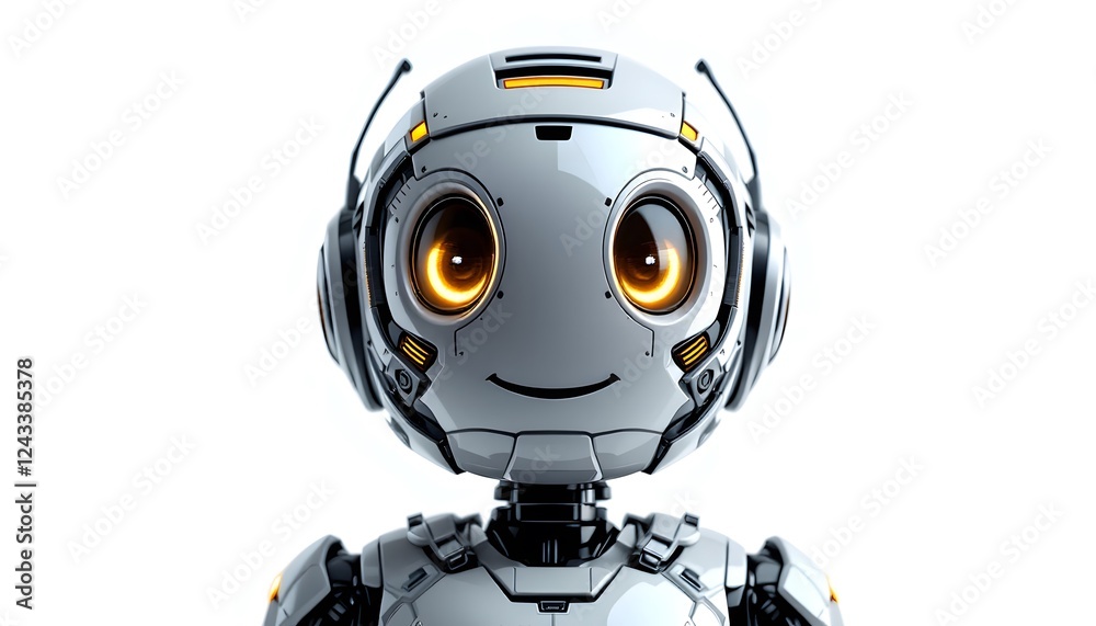 Cute Robot Character Friendly Ai Design 3d Render Cute Robot Character Friendly Ai Design 3d Render