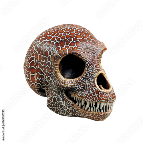 Reptilian-textured Primate Skull Model photo