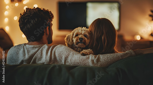 sharing a moment of affection with their dog in a beautifully decorated home 