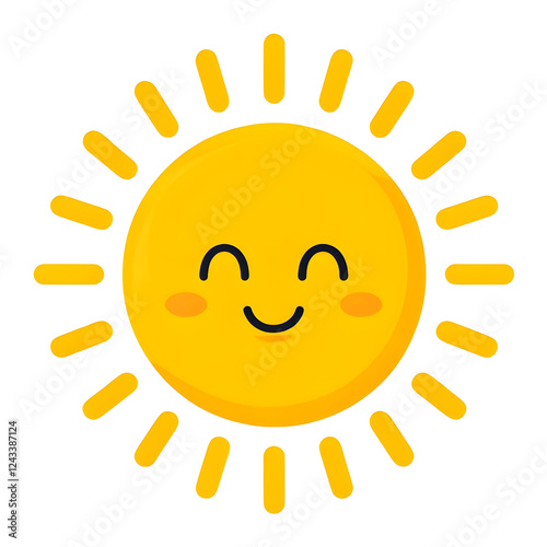 heerful Cartoon Sun Illustration On White Background photo