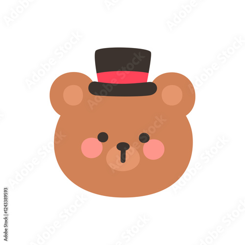 Korean Style Bear Head Cartoon with Magician’s Top Hat