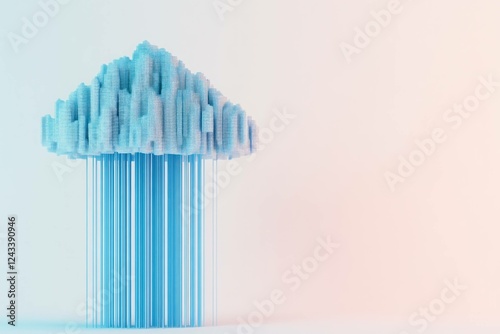 Wallpaper Mural Abstract D cloud illustration with hanging blue lines representing rain, suitable for themes like weather, creativity, and digital art Torontodigital.ca