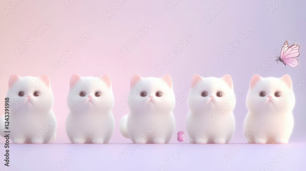 Adorable fluffy white kittens with a delicate butterfly, perfect for pet lovers seeking cute animal imagery and inspiration. Adorable fluffy white kittens with a delicate butterfly, perfect for pet lovers seeking cute animal imagery and inspiration.