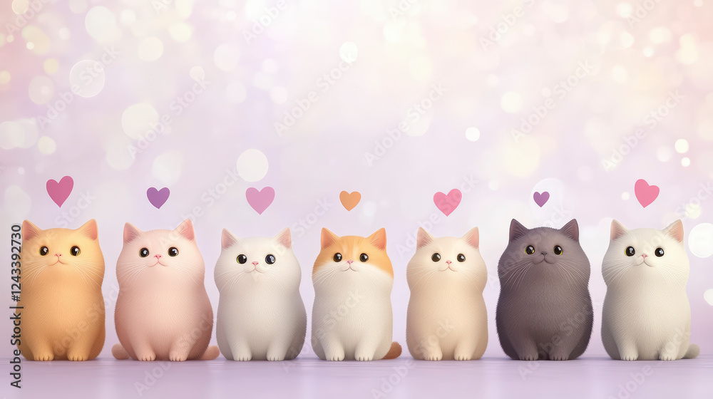 Adorable cartoon kittens with hearts, perfect for cute backgrounds, children's themes, pet lover?s content, and charming digital art. Adorable cartoon kittens with hearts, perfect for cute backgrounds, children's themes, pet lover?s content, and charming digital art.