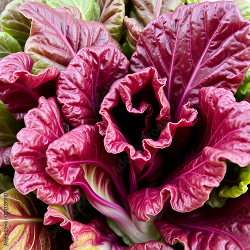 curly endive (aka frisee) salad leaves background photo