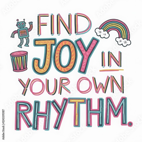 Whimsical self-care quotes in neon pastels featuring quirky elements for a joyful break