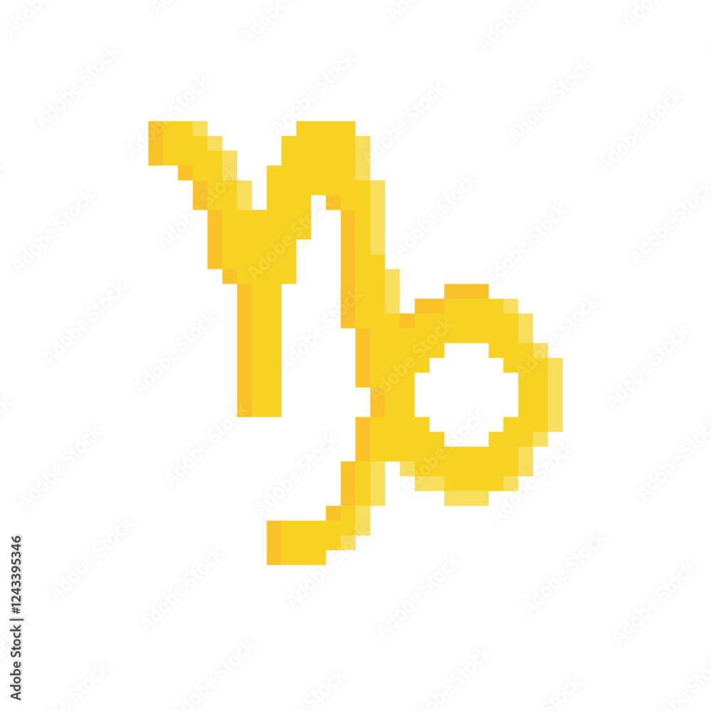Fototapeta premium pixel Zodiac Symbol icon sign for 8 bit Mountain Sea-goat game logo